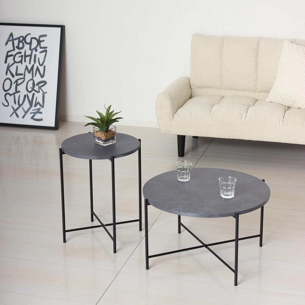 センターテーブル ２個セット 幅60cm 幅40cm おしゃれ スタイリッシュ サイドテーブル ２台セット ラウンドテーブル モノ AKU1044110