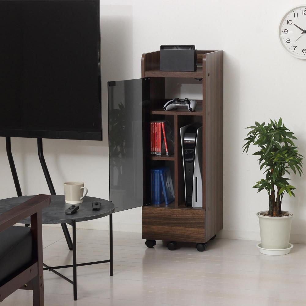 ゲーム機ラック キャスター付き ブラック AKU104476302