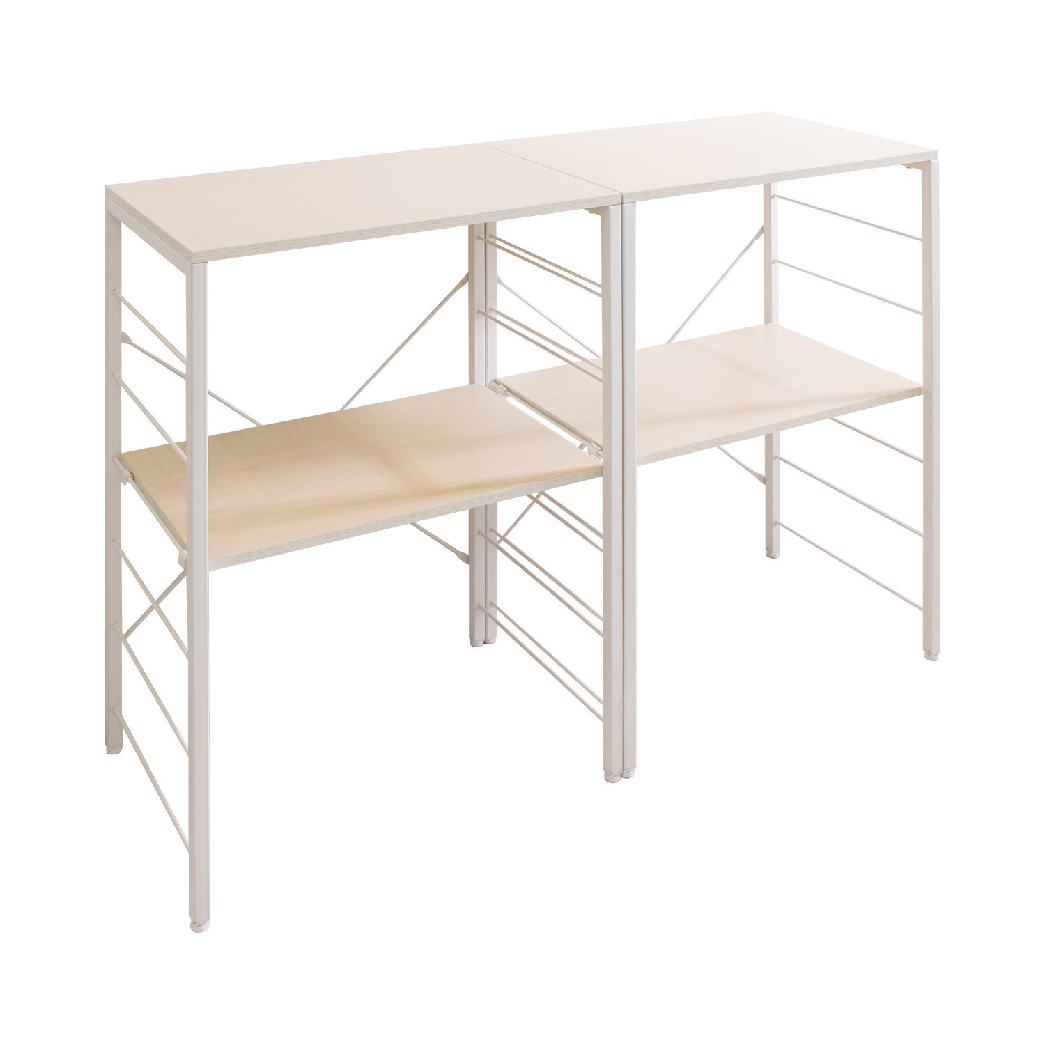 キッチンカウンター ナチュラル×ホワイト ゴミ箱上ラック 幅60cm×2台 幅120cm AVD104492201