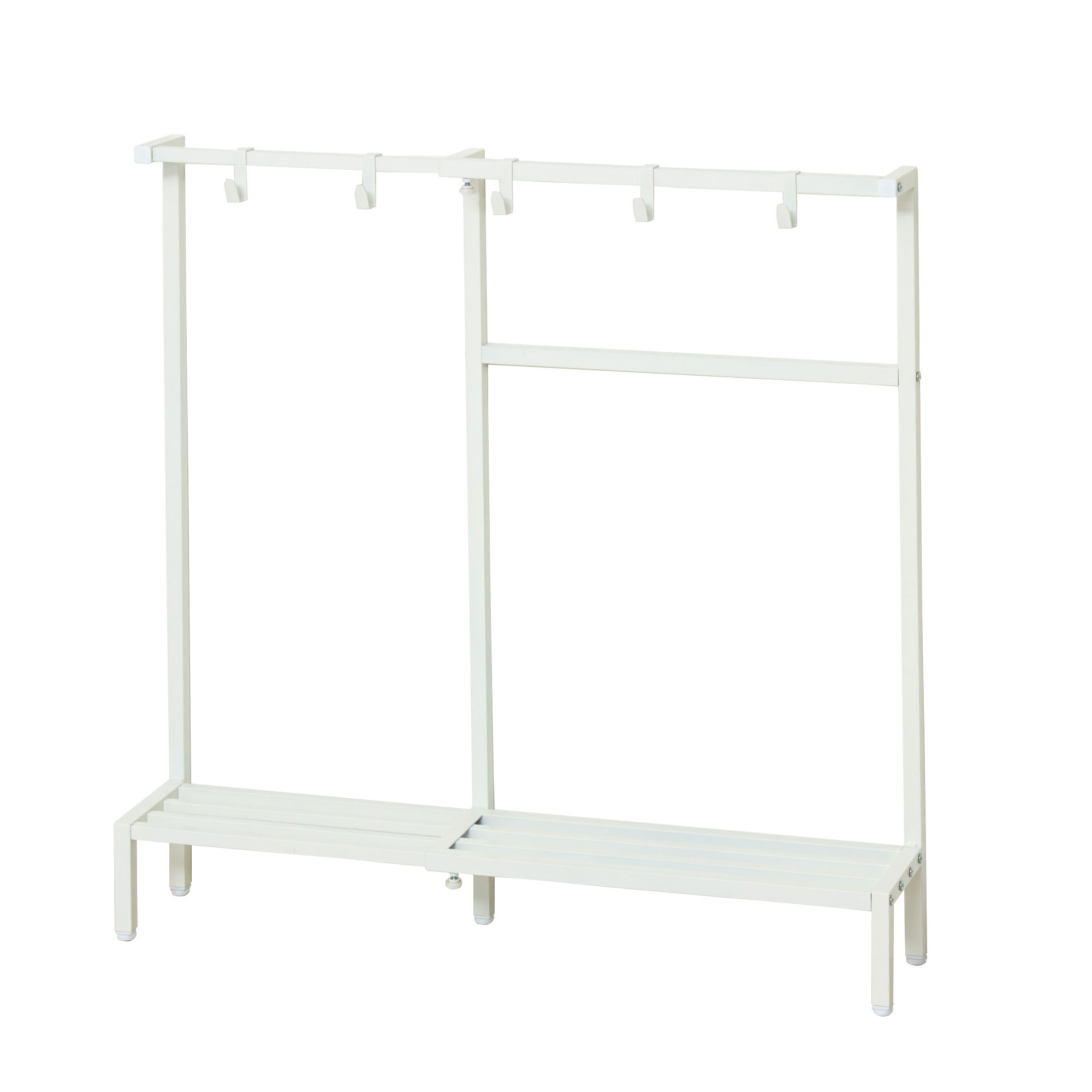 カバンラック 伸縮 コンパクト 簡単組立 置くだけ オープンラック ホワイト AKU105645401