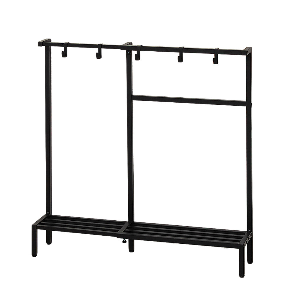 カバンラック 伸縮 コンパクト 簡単組立 置くだけ オープンラック ブラック  AKU105645402