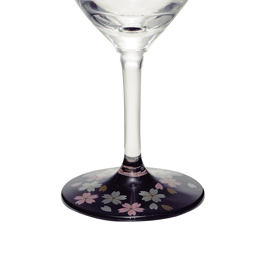 ぬりもん de Verre ワイングラス 蒔絵 桜 黒