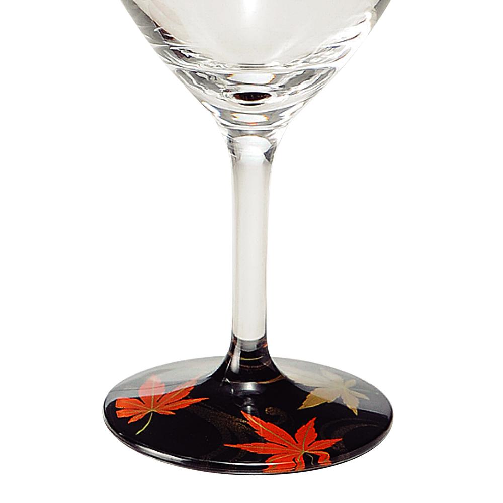 ぬりもん de Verre ワイングラス 蒔絵 紅葉 黒