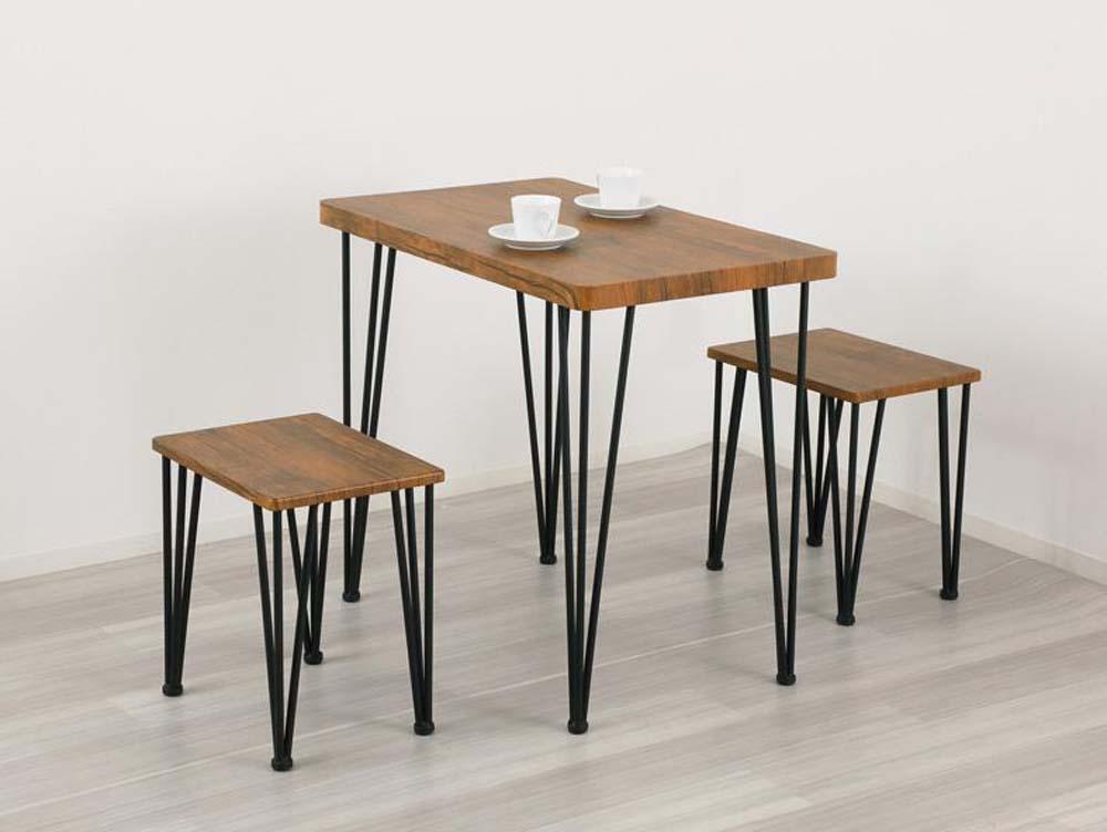 アート ダイニング3点セット ヴィンテージブラウン 家具