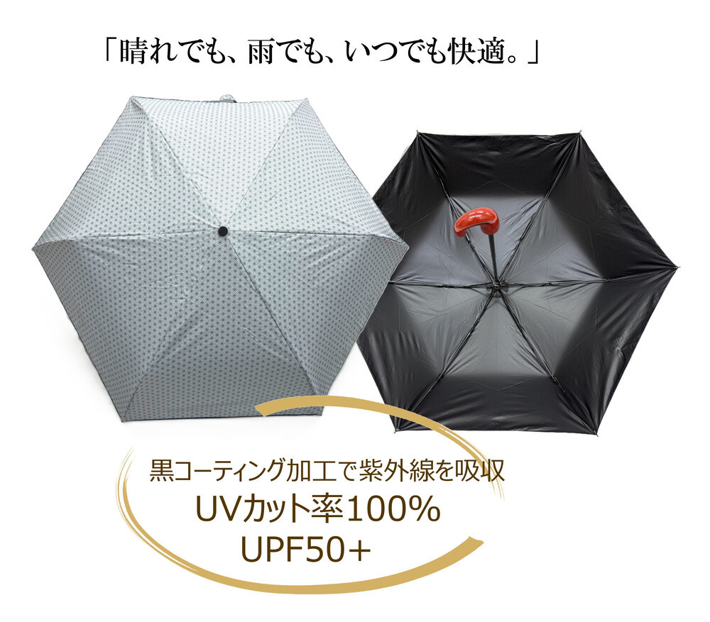 ［ふるさと納税］anon 麻の葉 晴雨兼用傘 根来塗り 黒コーティング加工 紀州漆器アンブレラ 和柄 日傘 100％UVカット UPF50+ 折りたたみ傘 ギフト箱入り