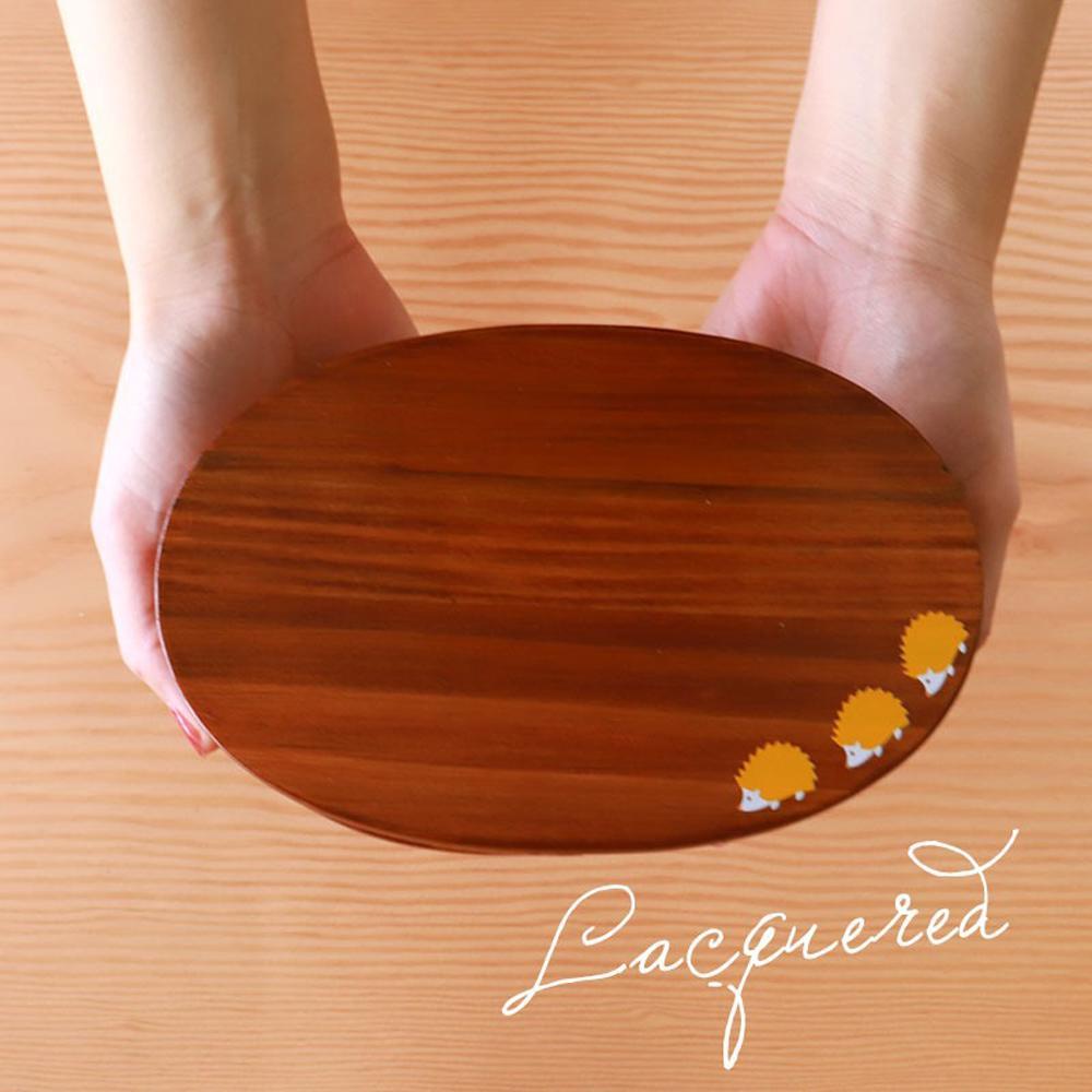 みよし漆器本舗 曲げわっぱ お弁当箱 ブラウン 漆塗り 約600ml 約17.5×11.5×高さ6.5cm 小判型 弁当箱 1段 ハリネズミ 杉