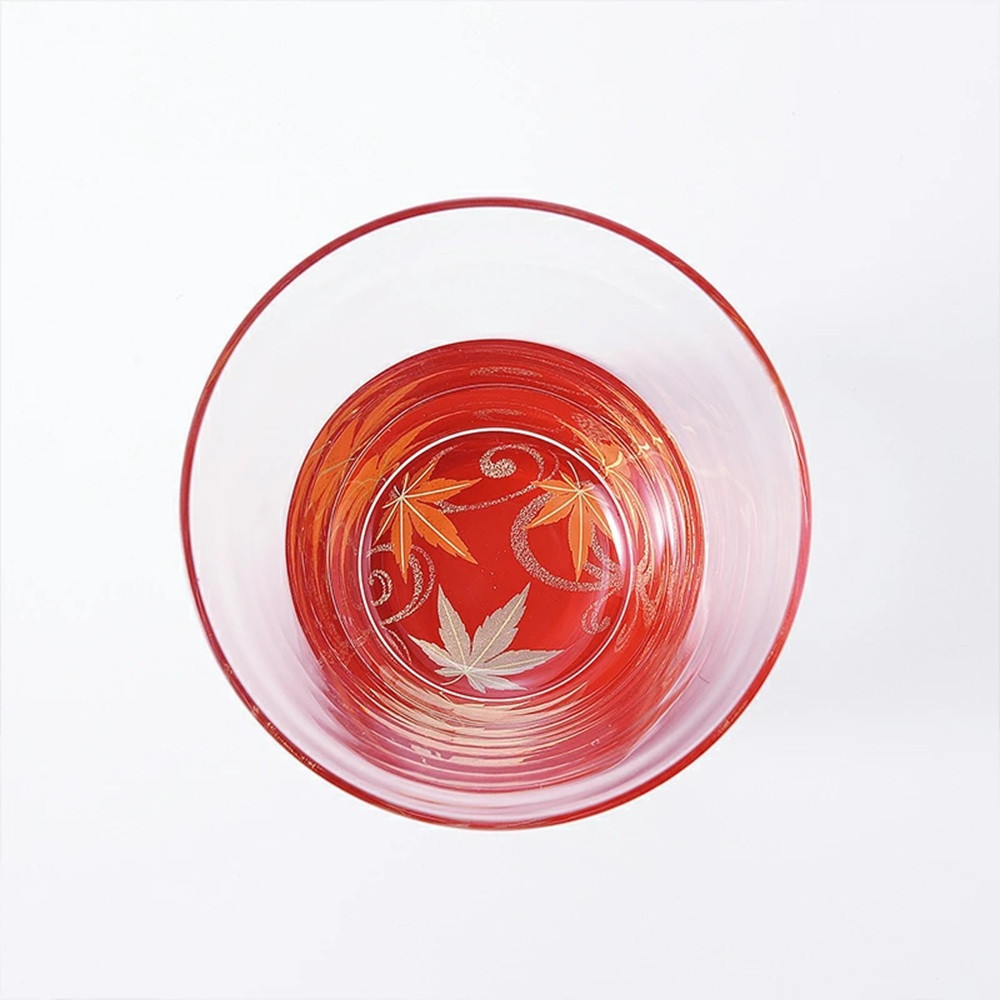 みよし漆器本舗 ぬりもん de Verre フリーグラス 紅葉 ペアセット 赤 黒 210ml