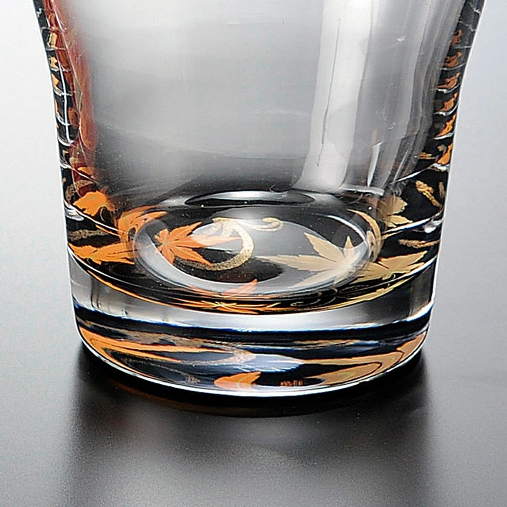 みよし漆器本舗 紀州塗り ぬりもん de Verre フリーグラス 紅葉 黒 210ml