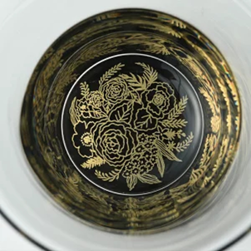 みよし漆器本舗 紀州塗り ぬりもん de Verre フリーグラス ペアセット 金 銀 蒔絵 ボタニカル 210ml