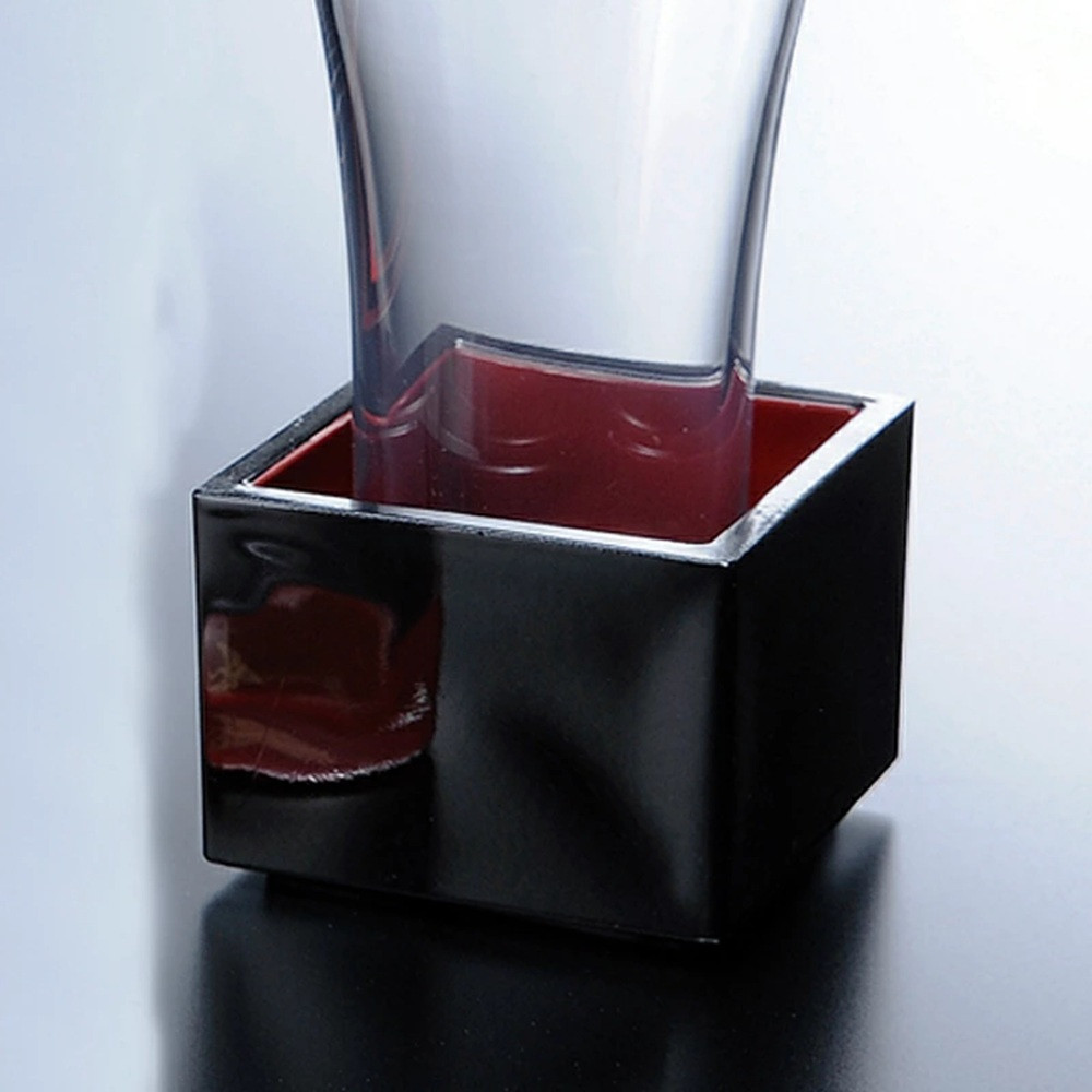 みよし漆器本舗 紀州塗り ぬりもん de Verre 一口グラス マスセット 黒（亀） グラス：100ml／マス：90ml