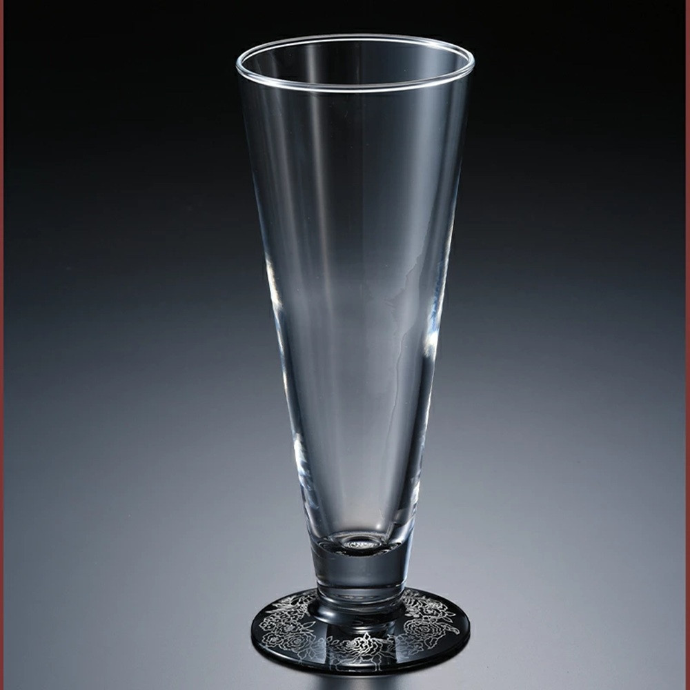 みよし漆器本舗 紀州塗り ぬりもん de Verre ピルスナーグラス 銀 蒔絵 ボタニカル 285ml