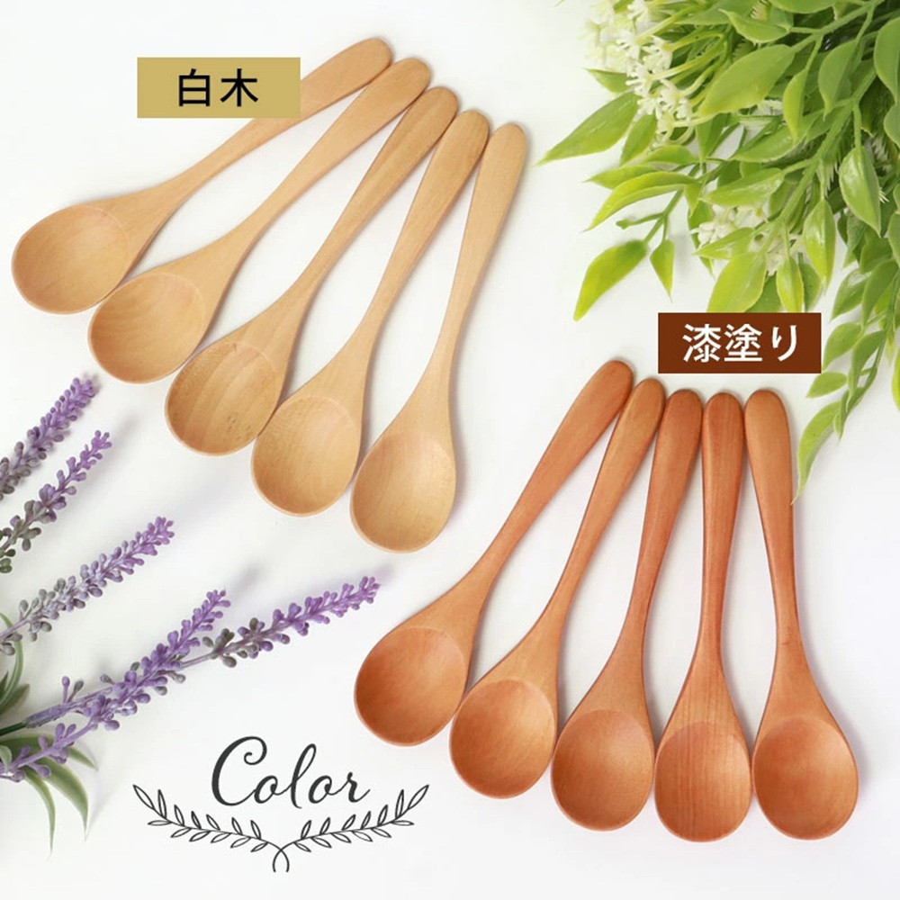 みよし漆器本舗 ティースプーン 食洗機対応 12.7cm 5本セット 木製 北欧風 カトラリー 紀州PROコート 白木