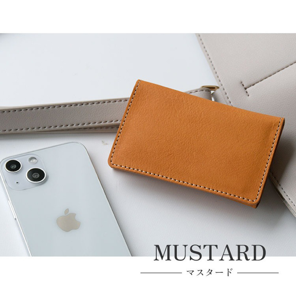 HIGHCAMP 本革名刺入れ カードケース マスタード ギフトBOX付き