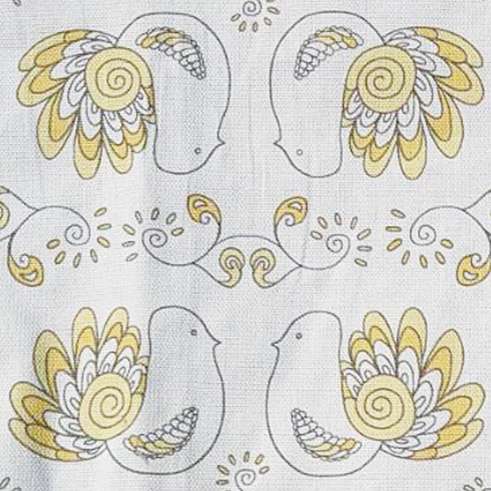 フィンランドの「幸せを運ぶ鳥」小鳥柄のキッチンマット120cm　イエロー