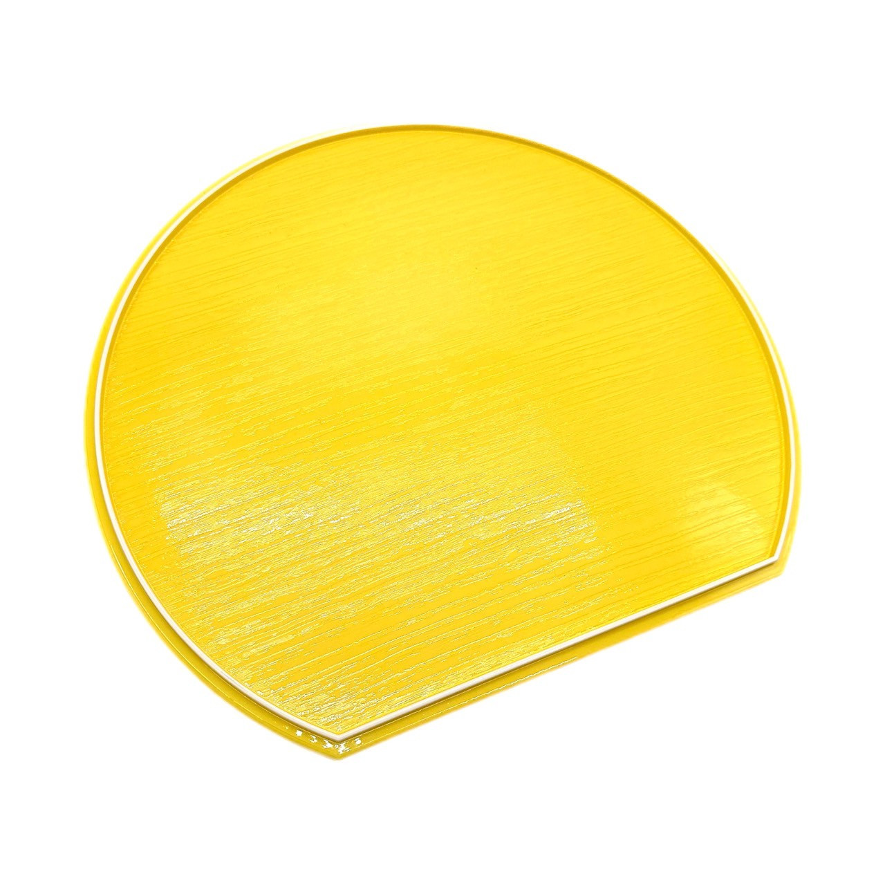 紀州漆器 半月盆 お盆 パステルカラー 約36cm イエロー