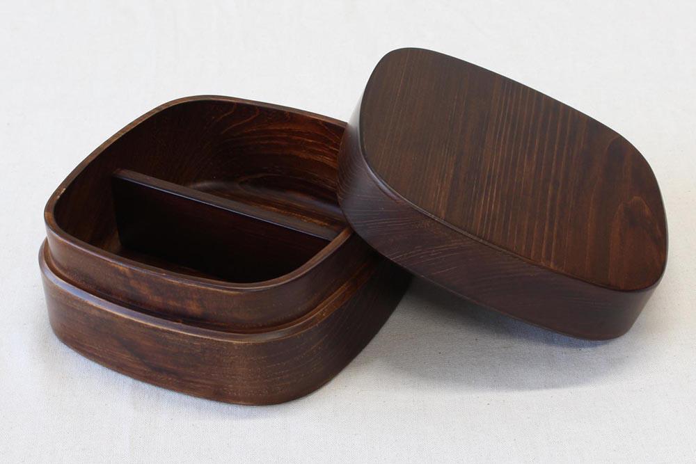 ◇紀州桧弁当箱 タイプVM DBR ナノコート 弁当包みセット【ミズタマ】