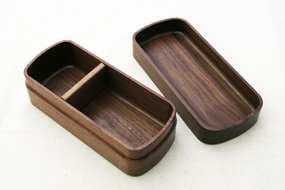 ◇銘木弁当箱 ウォルナット ナノコート 弁当包みセット【モクヘン】
