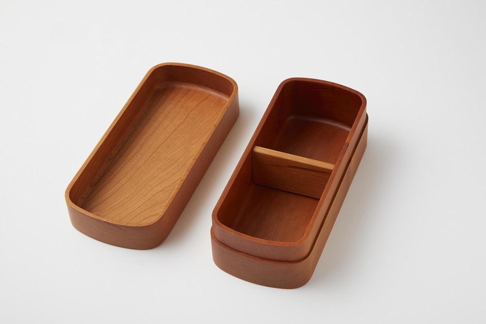 ◇銘木弁当箱 ブラックチェリー ナノコート 弁当包みセット【コトリ】