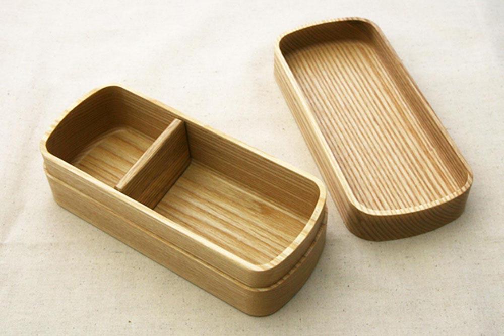 ◇銘木弁当箱 ホワイトアッシュ ナノコート 弁当包みセット【モクヘン】
