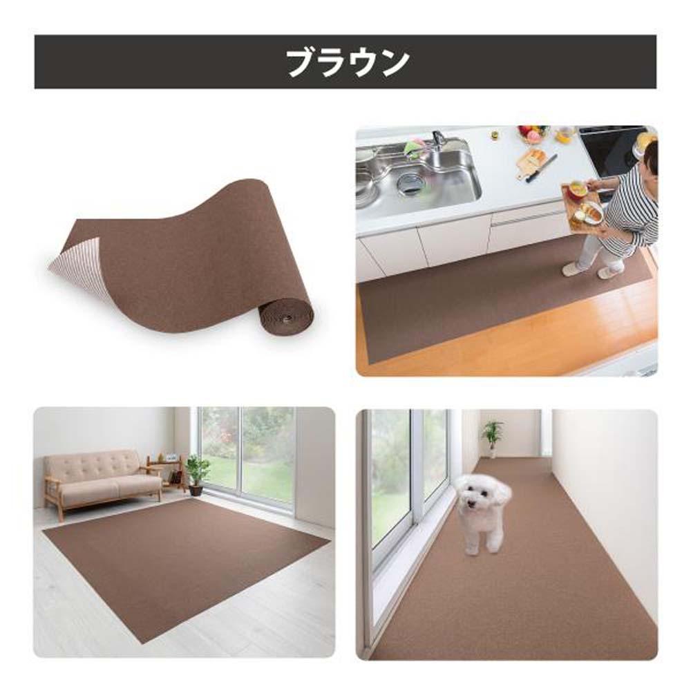 【ブラウン】 サンコー おくだけ吸着 ズレない キッチンマット60×120cm 撥水 洗える KF-99