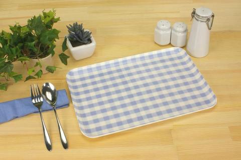 【ブルー2枚組】タツクラフト ST ランチョン トレー M 33cm ミルキー チェック