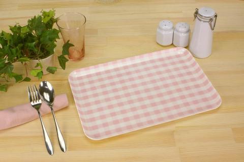 【ピンク2枚組】タツクラフト ST ランチョン トレー M 33cm ミルキー チェック