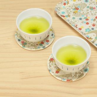 タツクラフト 友禅和紙コースター 5枚セット 桜扇 金流水