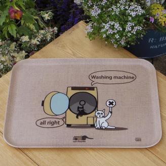 ネコダラトレイM角＆コースター 各1枚セット「洗濯機では遊びません」 ネコだらけ 猫グッズ