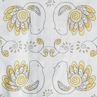 フィンランドの「幸せを運ぶ鳥」小鳥柄の玄関マット　イエロー