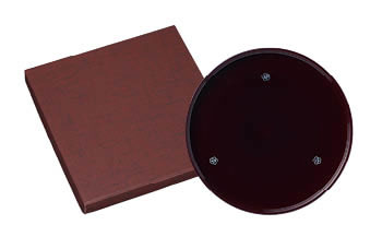 10.0丸盆　溜塗　貝張やまと梅