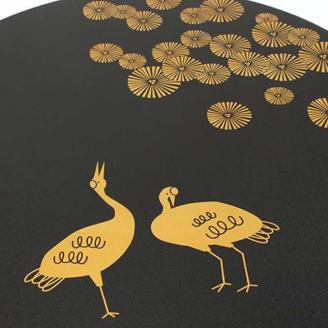 和風カフェテーブル 小 松鶴 黒