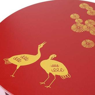 和風カフェテーブル小　松鶴　赤