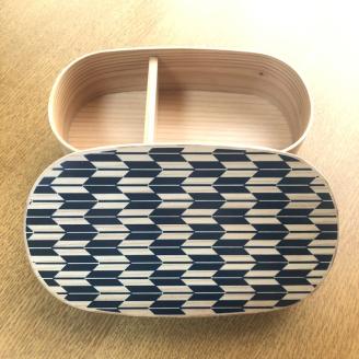 【紀州漆器】曲げわっぱ弁当箱 矢羽青（九州国産日田杉）