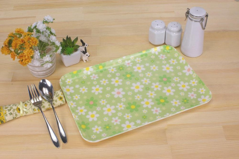 【グリーン×イエロー2枚組】ST ランチョン トレー M 33cm マーチ　タツクラフト