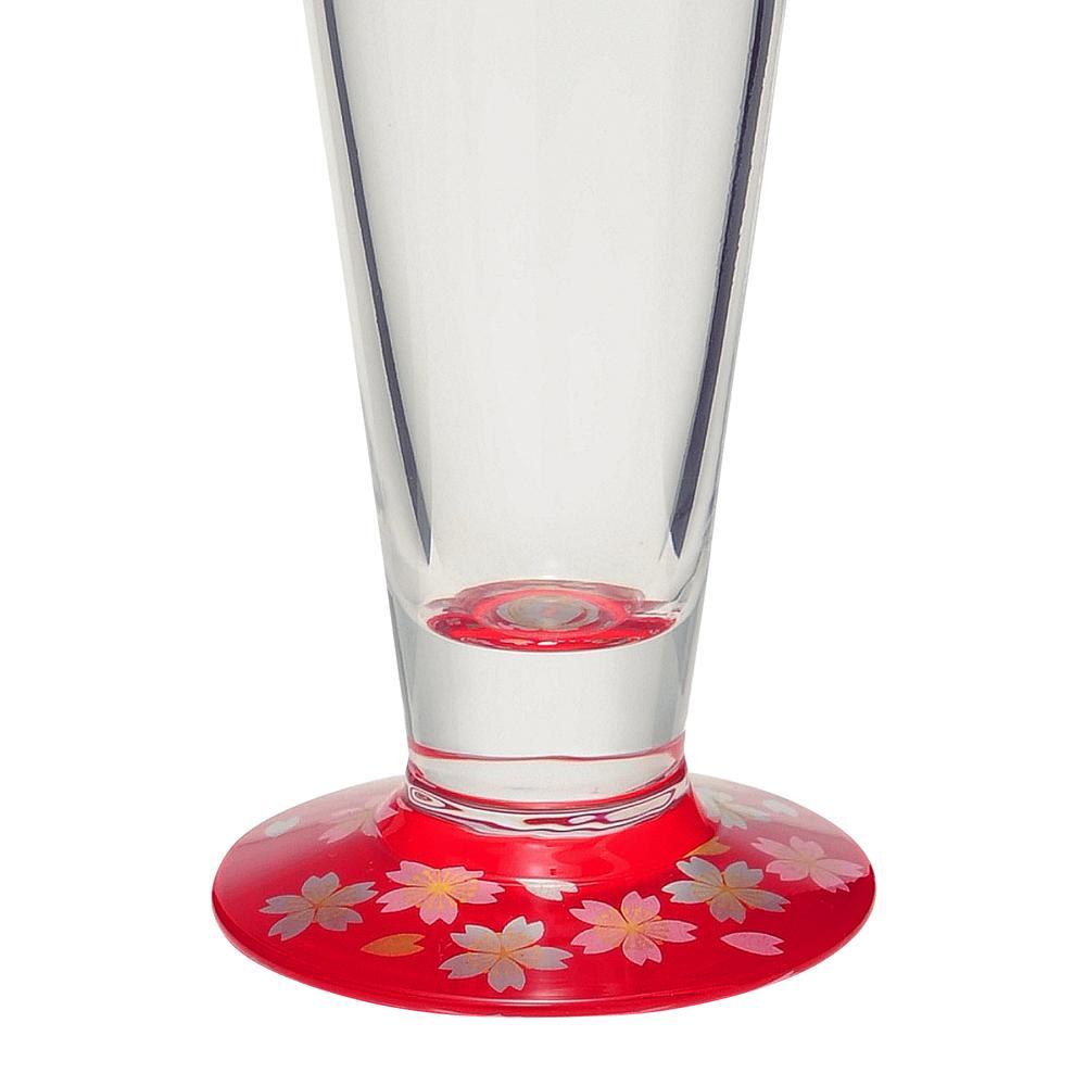 ぬりもん de Verre ピルスナーグラス 蒔絵 桜 赤