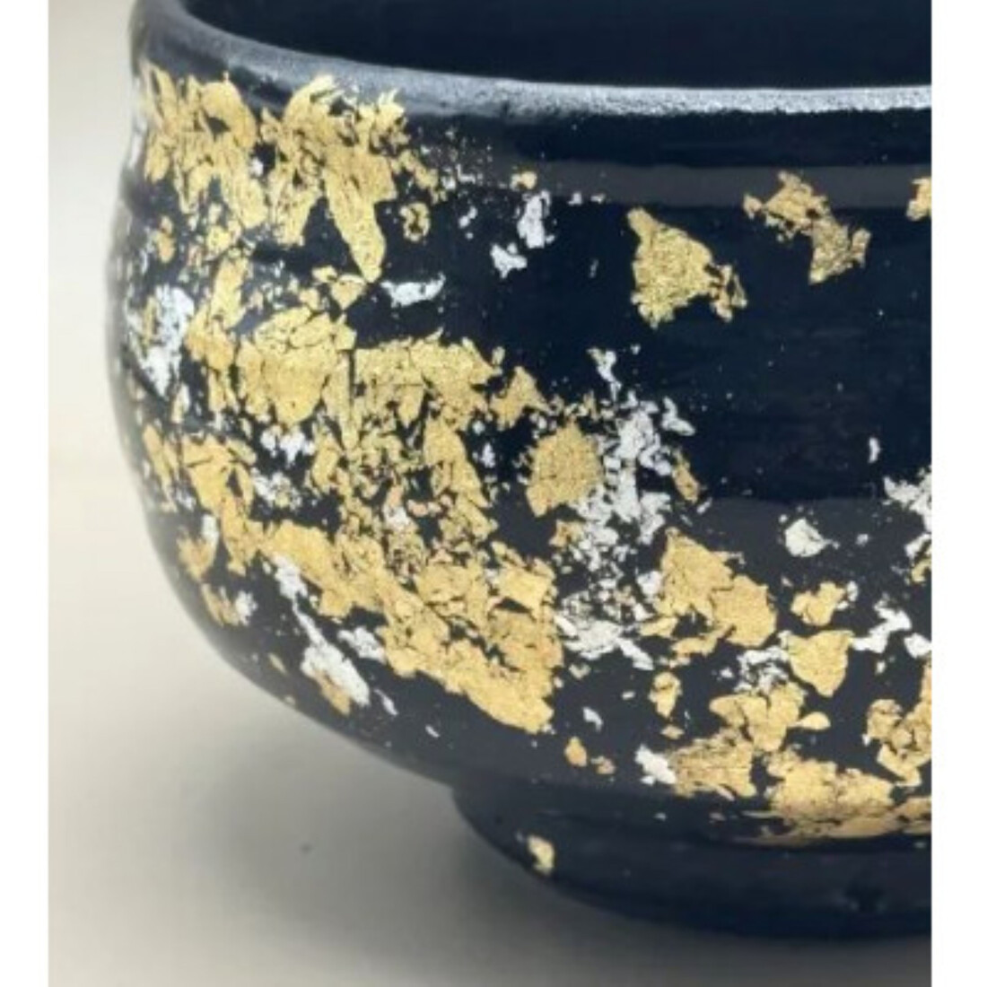 抹茶碗 漆黒（金箔）