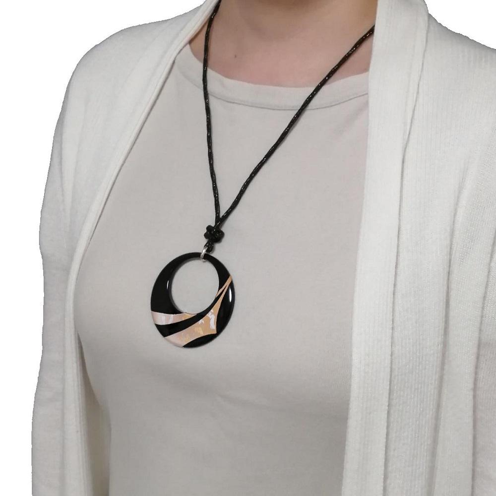 漆器のペンダント　蒔絵　きらめき　リング型