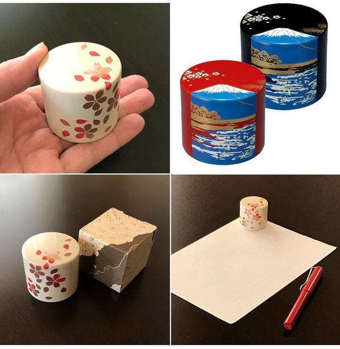 紀州漆器 文鎮 ペーパーウェイト 丸型 朱 萩【YG165】