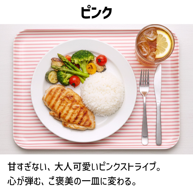 TATSU-CRAFT マグネットトレー SS 21.5cm ストライプ PK ピンク すべり止め付き ［Tk1048］