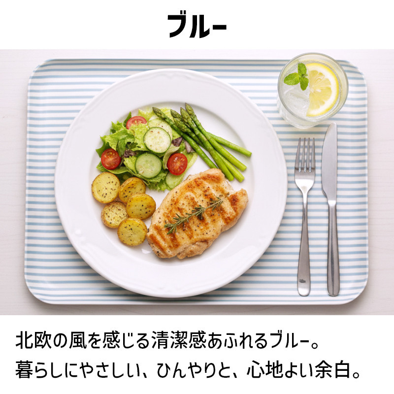 TATSU-CRAFT マグネットトレー M 33cm ストライプ BL ブルー すべり止め付き ［Tk1080］