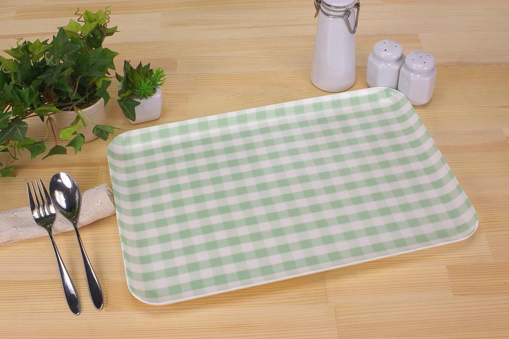 【ブルー×グリーン2枚組】ST ランチョン トレー L 39cm ミルキー チェック タツクラフト 【Tk103】