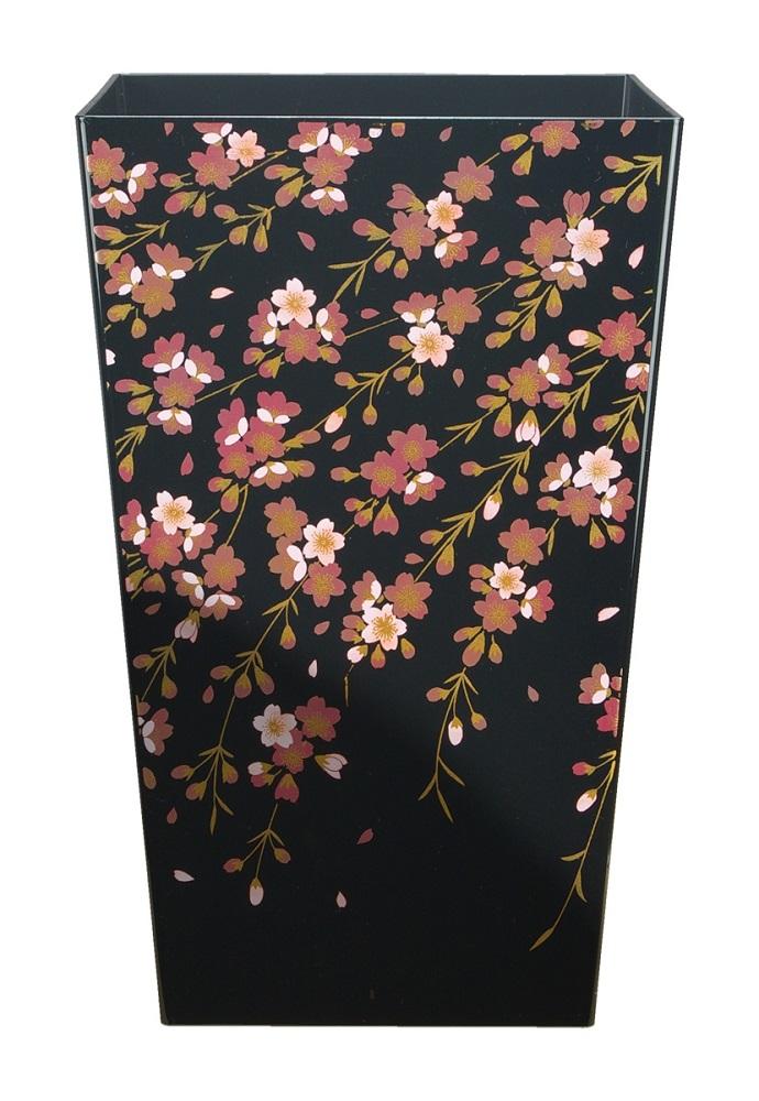 蒔絵調 ダストボックス M角 6.7L 桜ブラック タツクラフト 【Tk139】