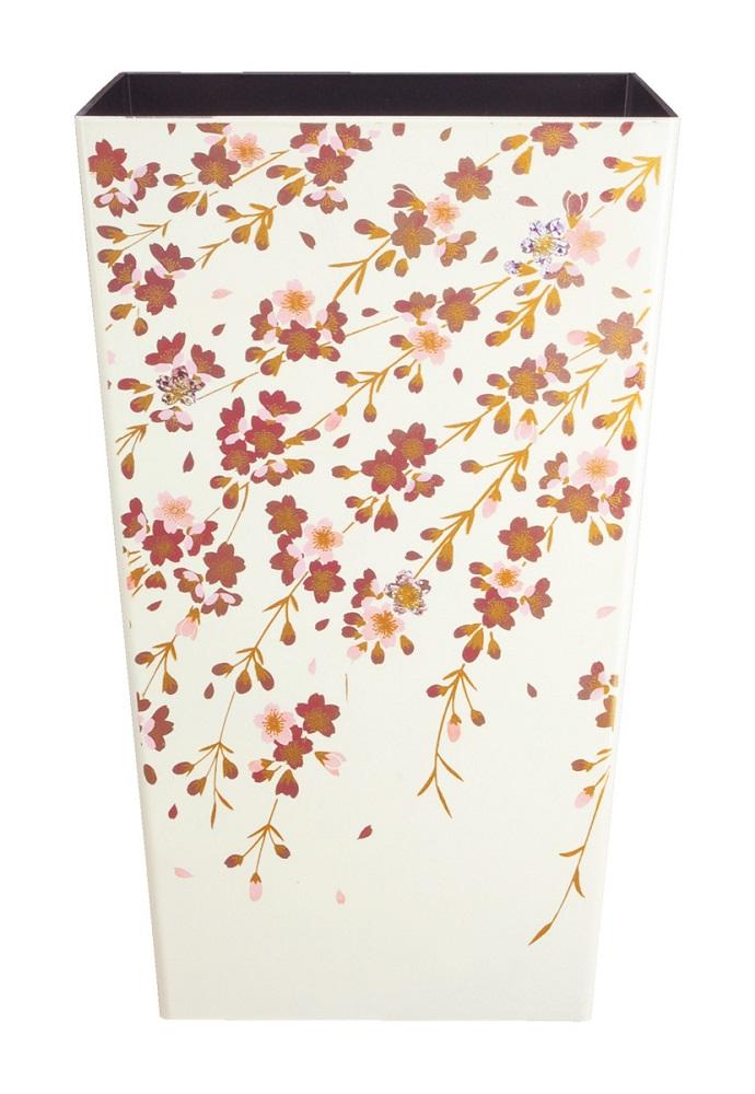 蒔絵調 ダストボックス M角 6.7L 桜ホワイト タツクラフト 【Tk140】