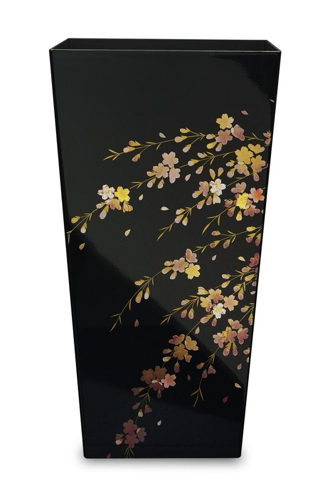 蒔絵調 ダストボックス L角 9.5L 桜ブラック タツクラフト 【Tk143】