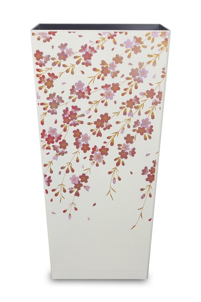 蒔絵調 ダストボックス L角 9.5L 桜ホワイト タツクラフト 【Tk148】