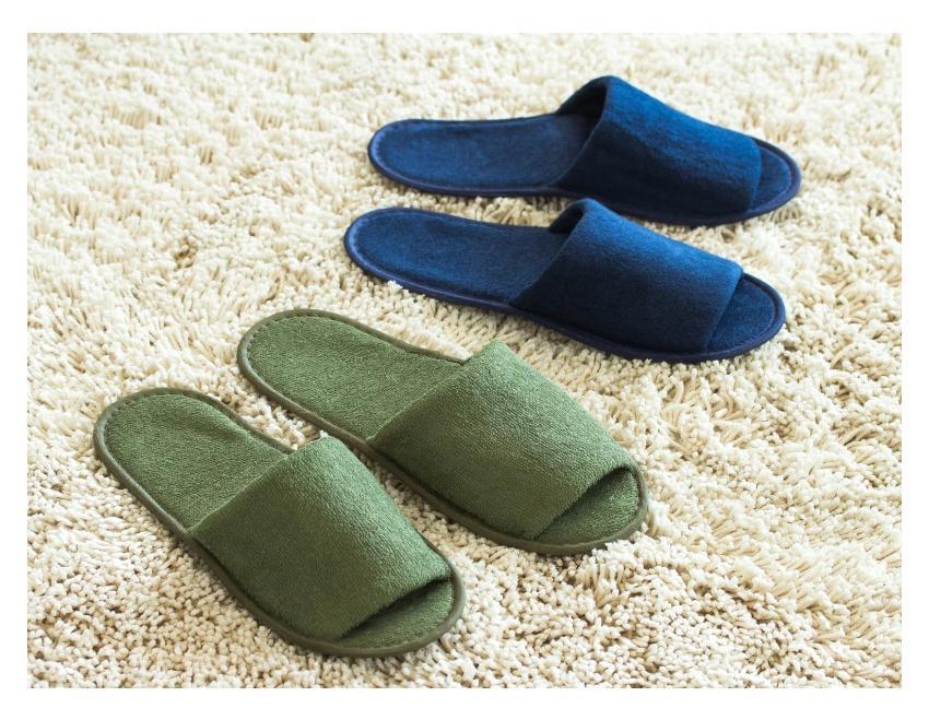 パイル地 折りたたみスリッパ 袋付（12足入） BYT100161