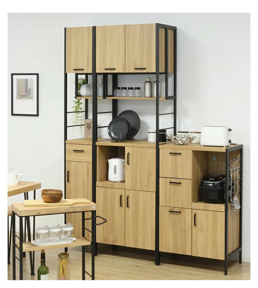 アート 食器棚 幅60 高さ100 ヴィンテージブラウン AKU101748802