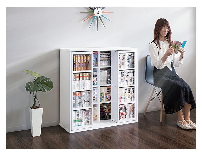 スライド本棚 ダブル ナチュラル AKU100549801