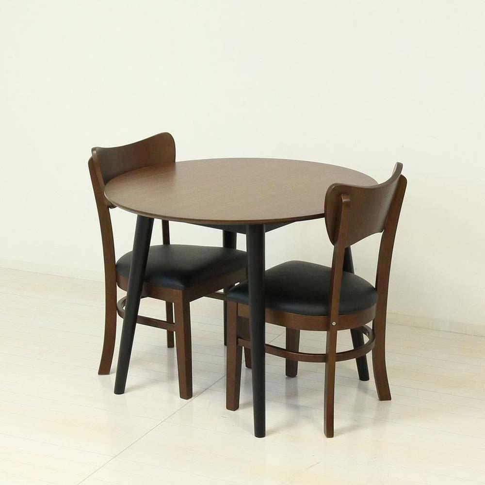 【3点セット】フェブラ ダイニングテーブル 90 ＋ チェア 2脚 ブラウン AKU102214701