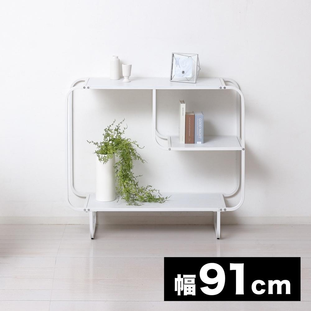 オープンラック 約幅91.5×奥行33×高さ80.5cm 白木目 ディスプレイラック ショップ家具 アイアン オープン AKU1044114